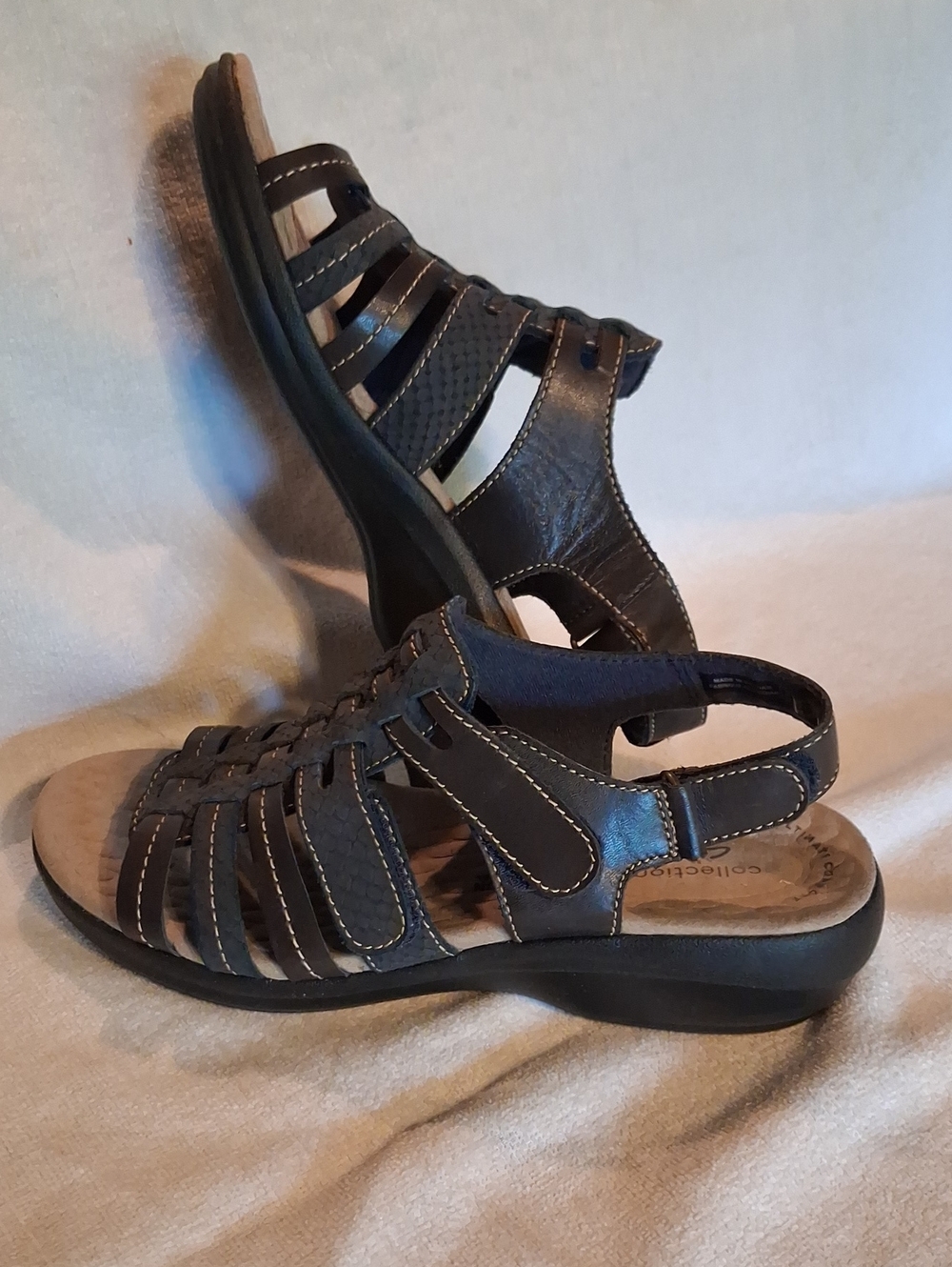 Clarks Women's Gray Multi-Strap Slingback Sandals